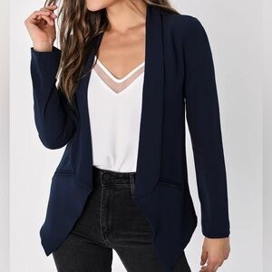Miss Punctuality Navy Blue Lightweight Blazer NWOT